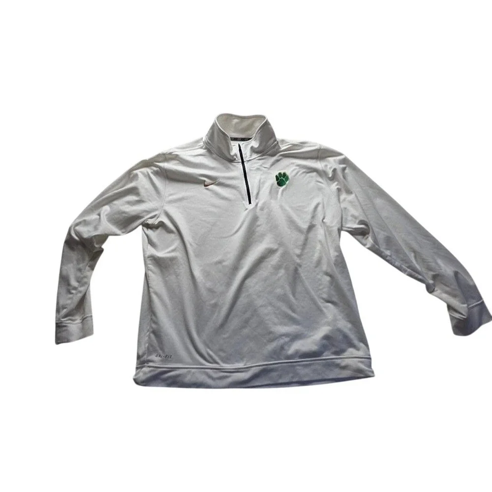 Nike Pullover Mens XL White Excellent Dri-FIT 1/4 Zip Paw Logo 842239-100
